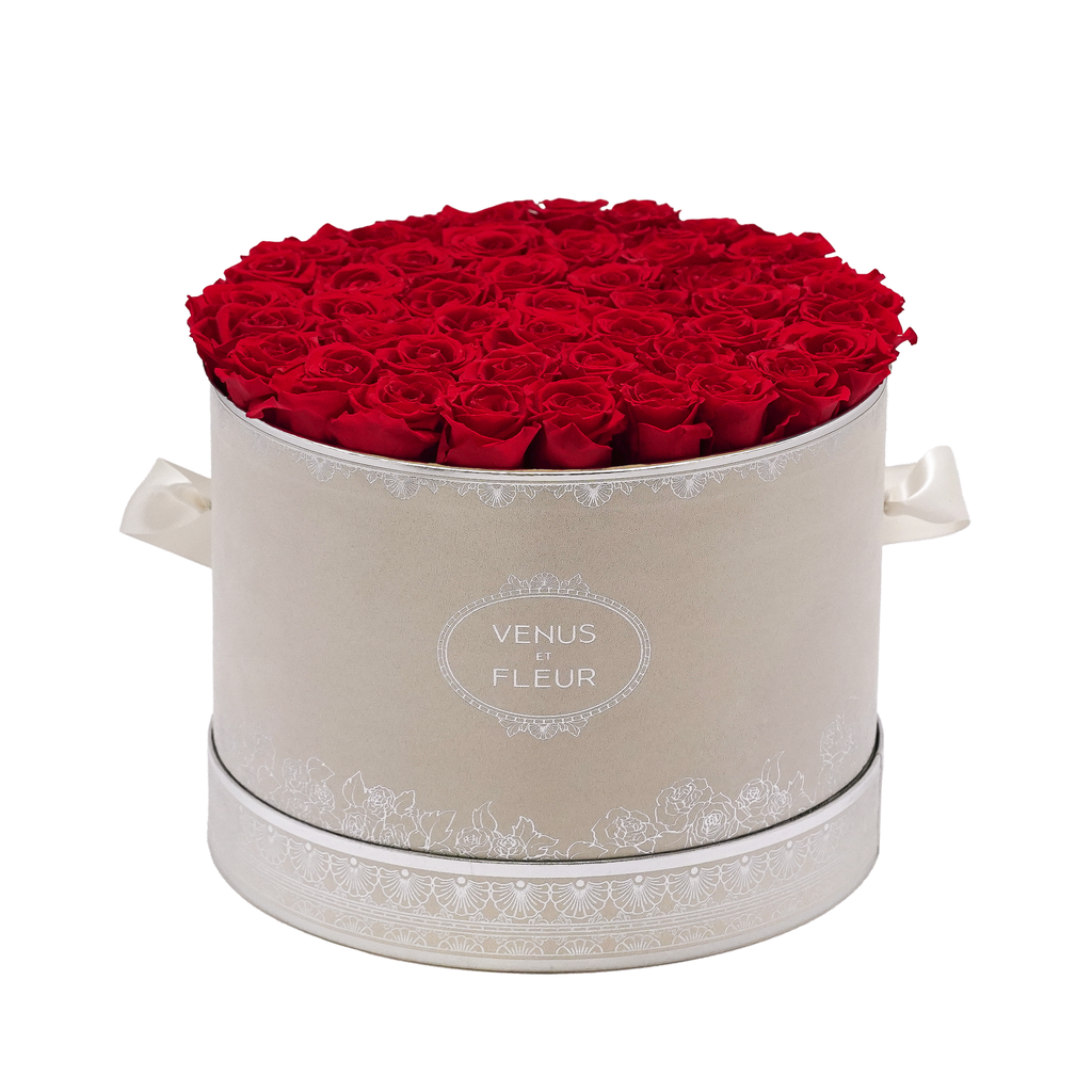 Large Round, Winter Suede, Red, 42-49 Eternity Roses, Venus et Fleur