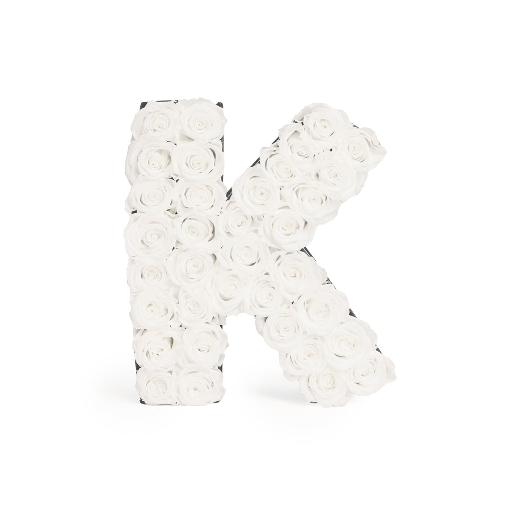 Le Grand Letter - K, K, Pure White, Eternity Rose Letters, Venus et Fleur