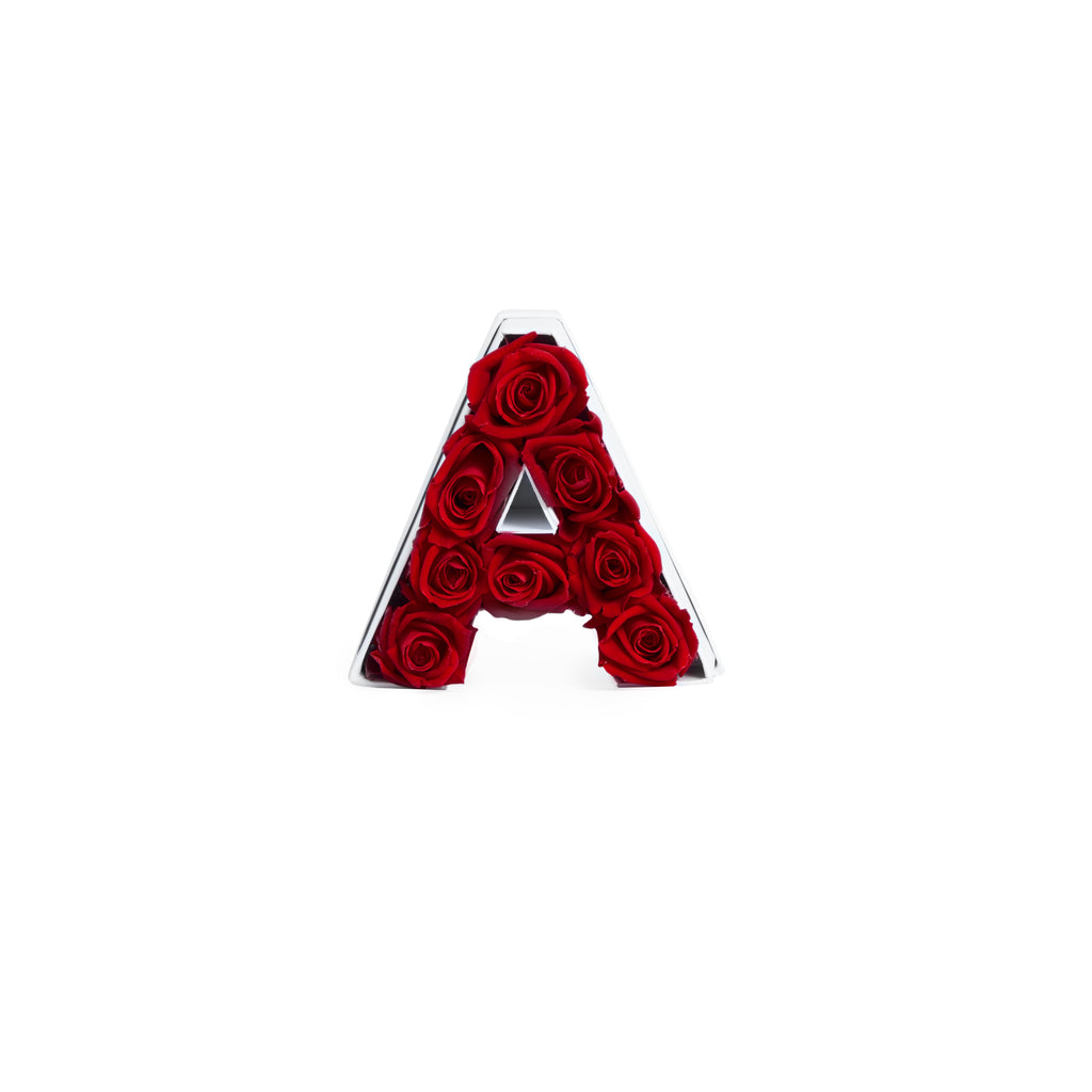 Le Mini Letter - A, A, White Classic, Red, Mini Eternity Rose Letters, Venus et Fleur