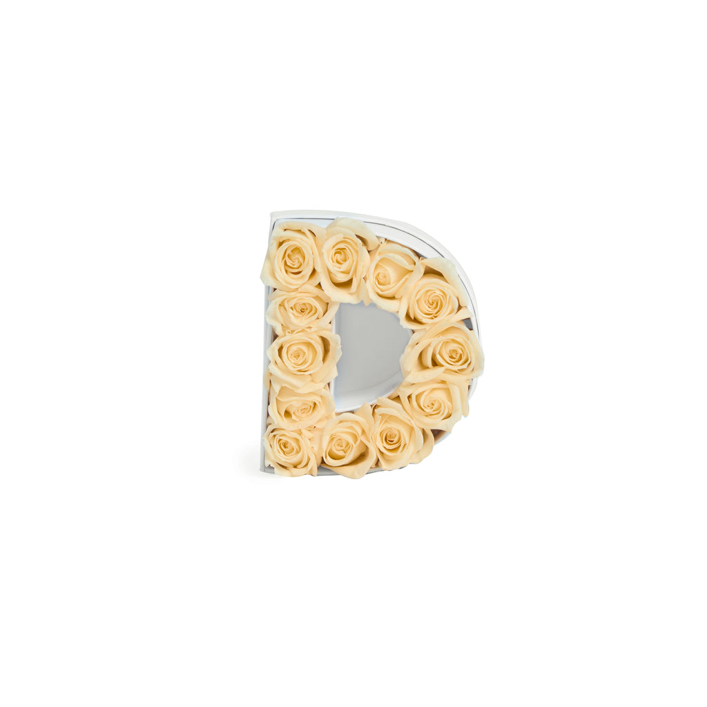 Le Mini Letter - D, D, White Classic, Champagne, Eternity Rose Letters, Venus et Fleur