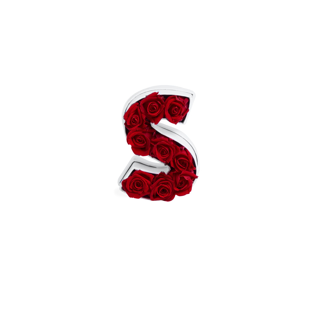 Le Mini Letter - S, S, White Classic, Red, Eternity Rose Letters, Venus et Fleur