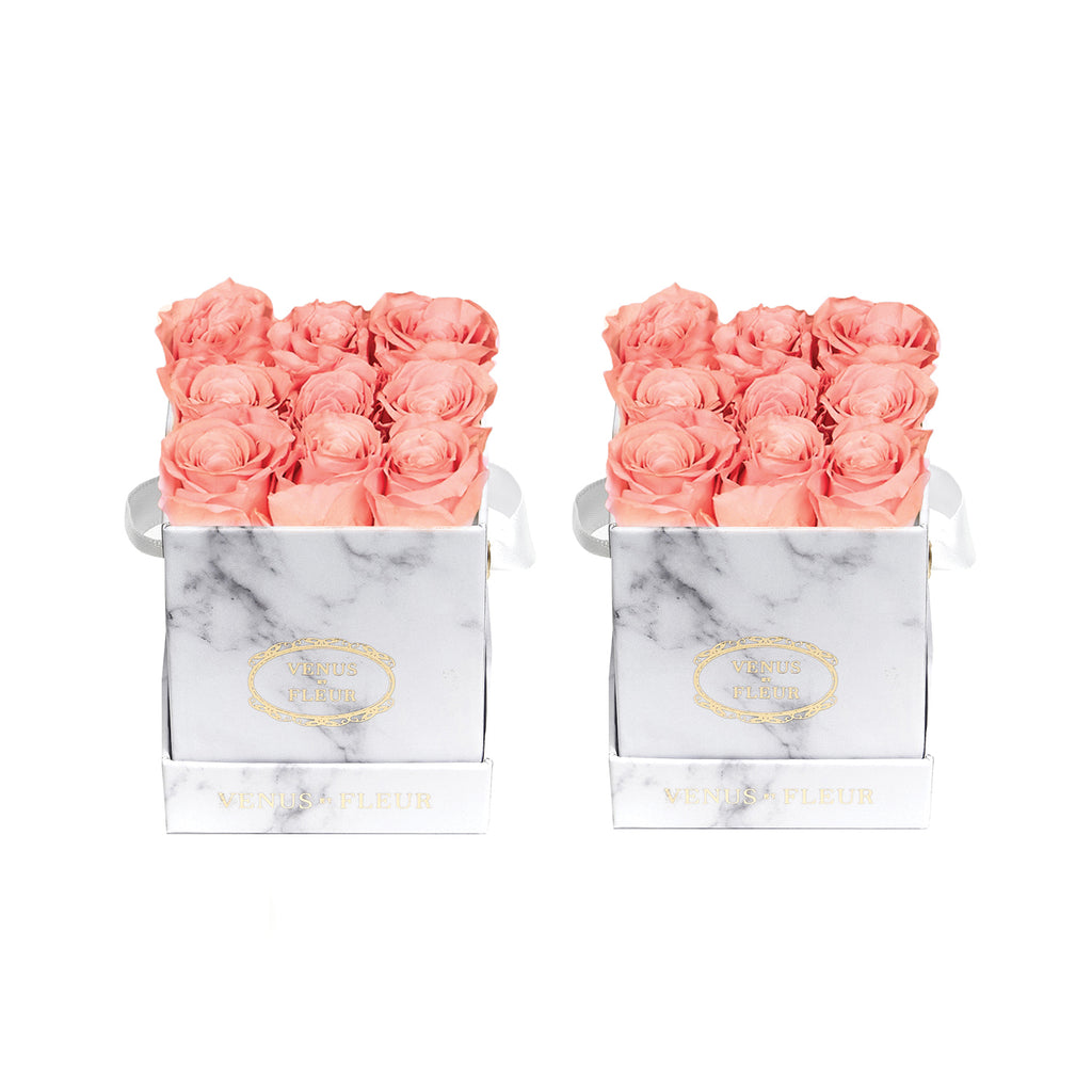 Le Mini Square, White Marble, Conch Pink, Pack of 2 Minis, Venus et Fleur