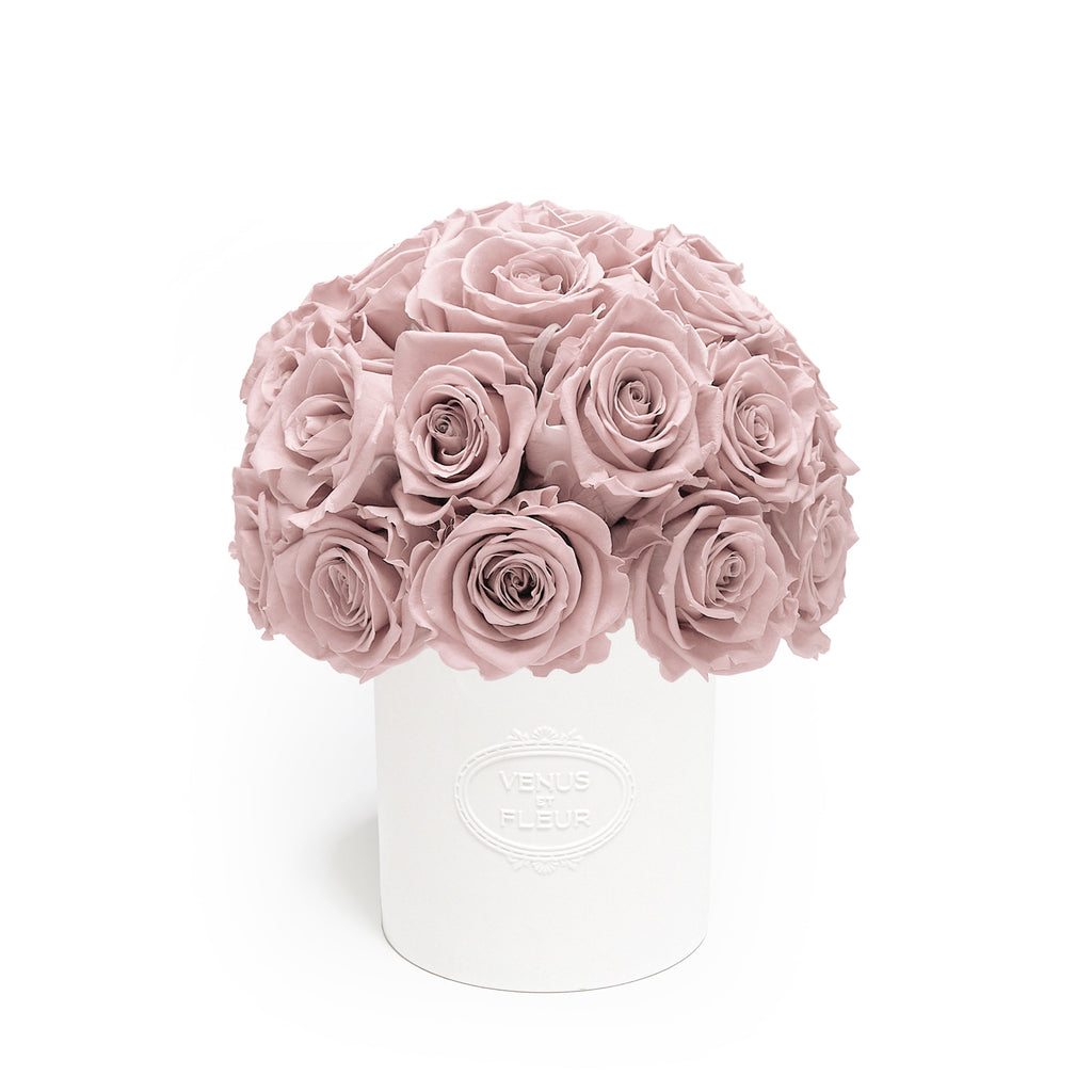 Fleura Porcelain Vase, Roses, Dusty Rose, 24-26 Eternity Roses, Venus et Fleur