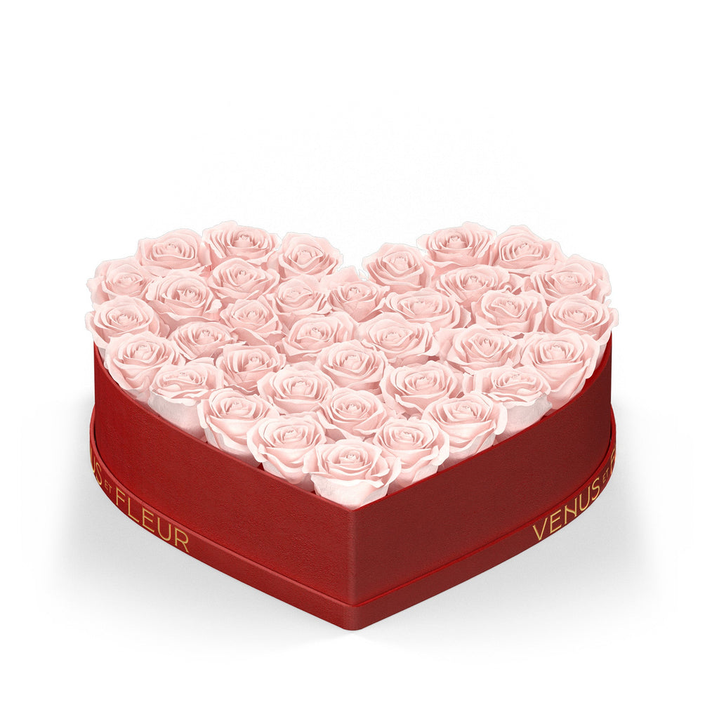 Large Heart, Red Suede, Blush, 36 Eternity Roses, Venus et Fleur