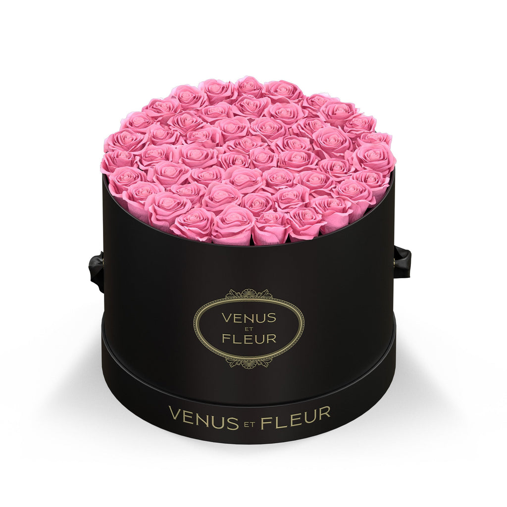 Large Round, Black Classic, Pink, 42-49 Eternity Roses, Venus et Fleur