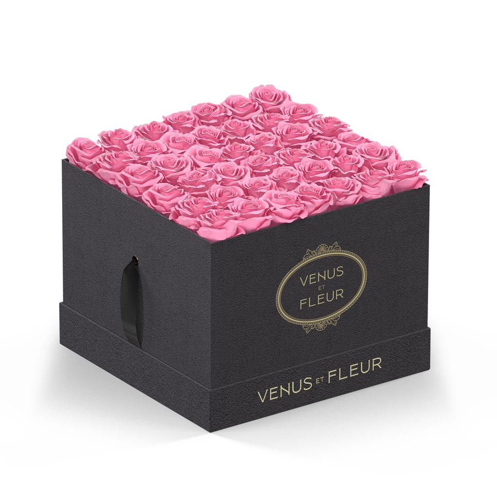 Large Square, Grey Suede, Pink, 42-49 Eternity Roses, Venus et Fleur