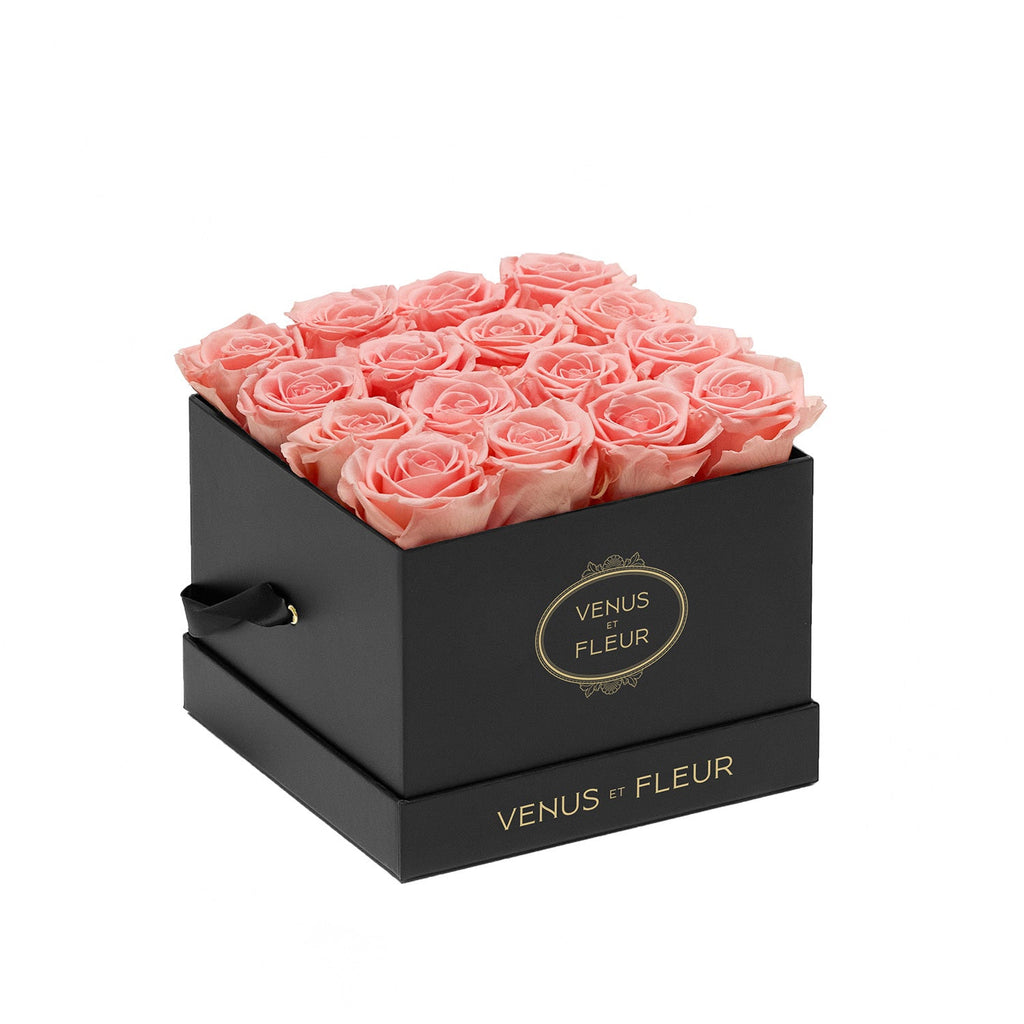 Small Square, Black Classic, Conch Pink, 16 Eternity Roses, Venus et Fleur