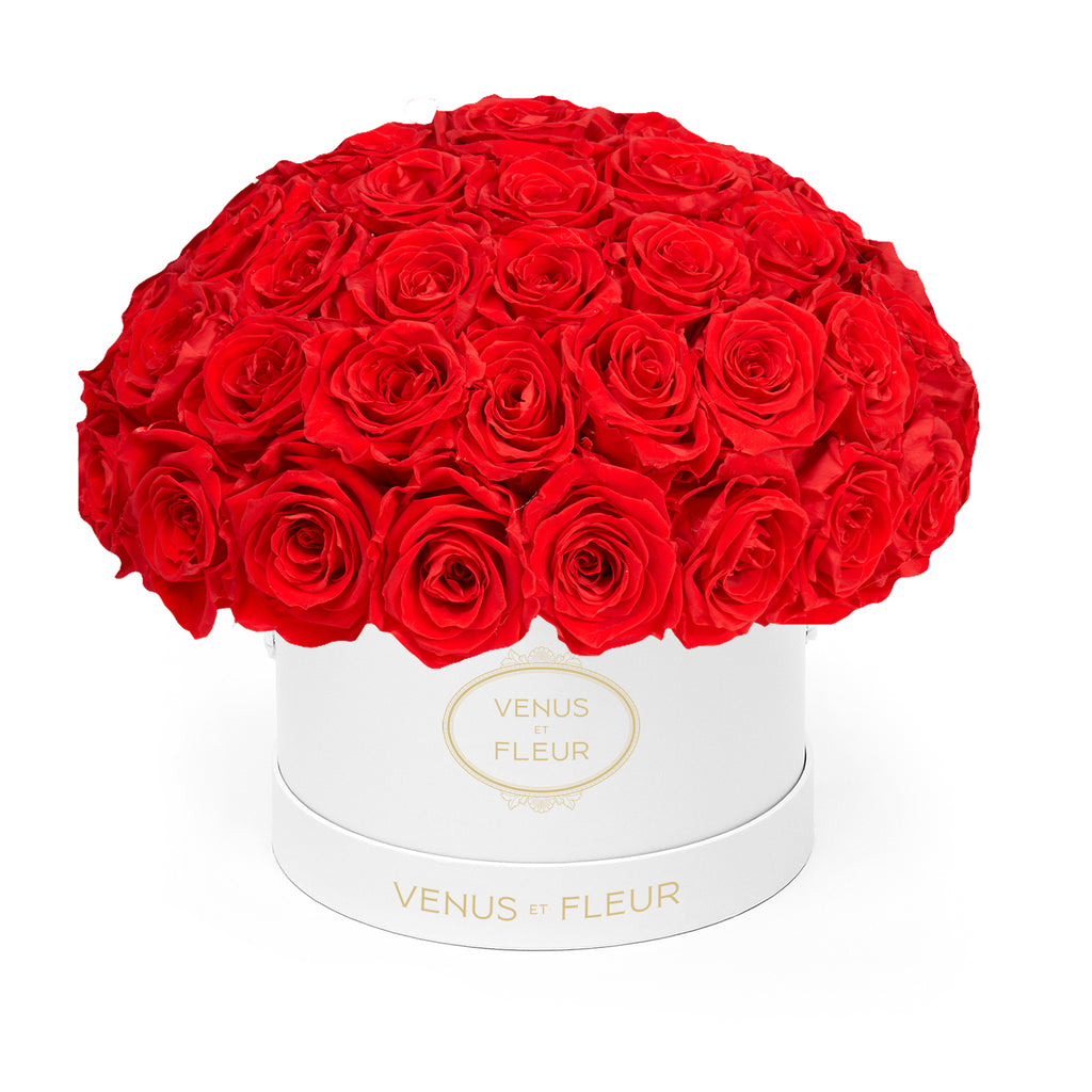 Small Le Plein, White Classic, Red, 45-49 Eternity Roses, Venus et Fleur