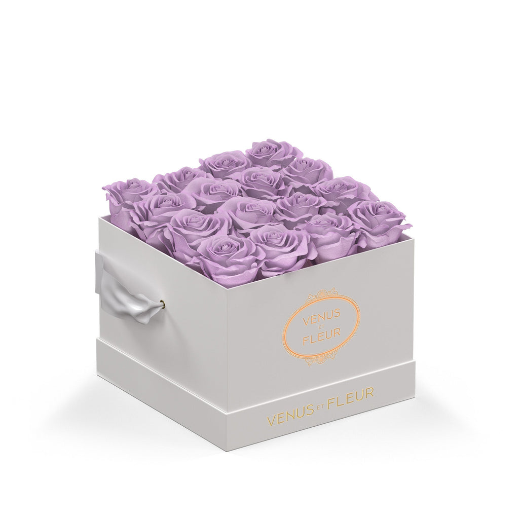 Small Square, White Classic, Dusty Lavender, 16 Eternity Roses, Venus et Fleur