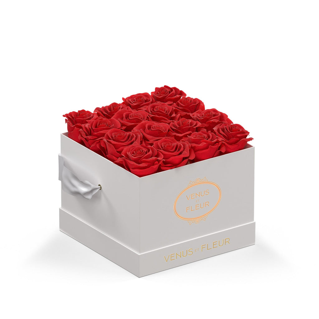 Venus et Fleur Classic Mini Square Rose Box, Red, Decorative Accents Decorative Boxes